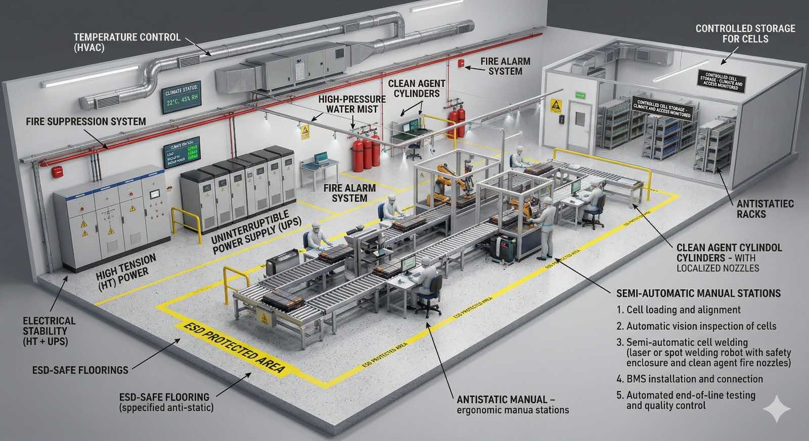 2 GWh Semi-Automatic BESS Assembly Line